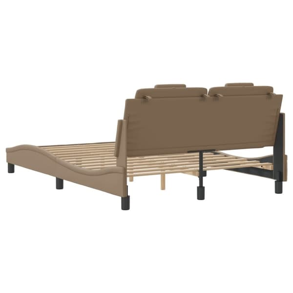 vidaXL sengeramme med LED uden madras 140x200 cm cappuccinofarvet