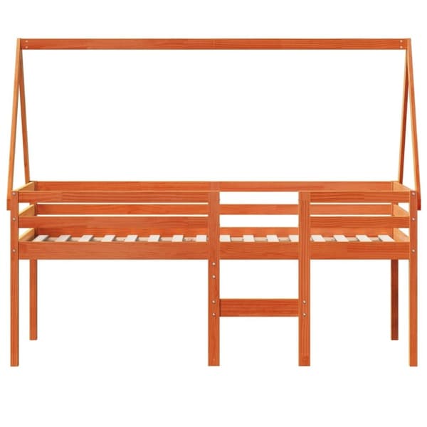vidaXL Korotettu sänky katolla vahanruskea 80x200 cm täysi mänty
