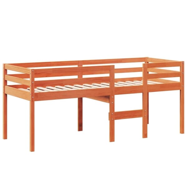 vidaXL Korotettu sänky katolla vahanruskea 80x200 cm täysi mänty