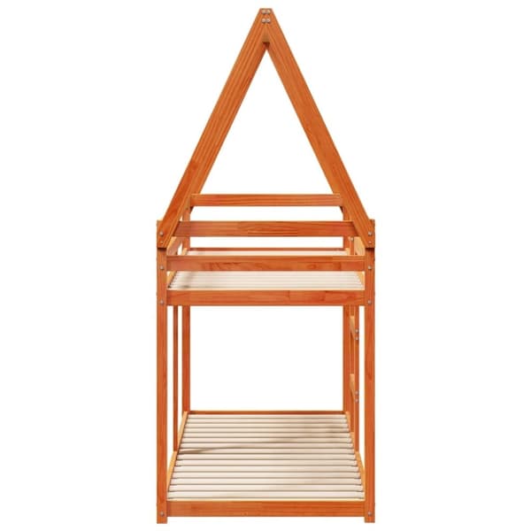 vidaXL Barneseng med tak voksbrun 80x200 cm heltre furu