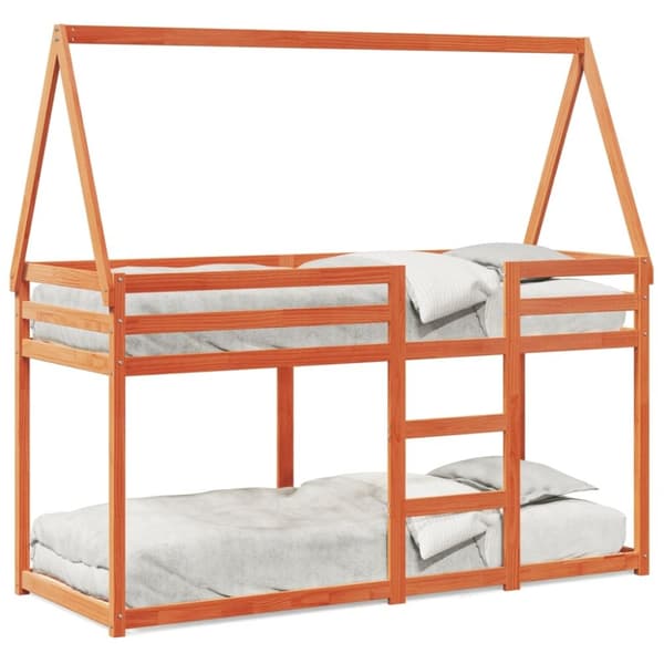 vidaXL Barneseng med tak voksbrun 80x200 cm heltre furu