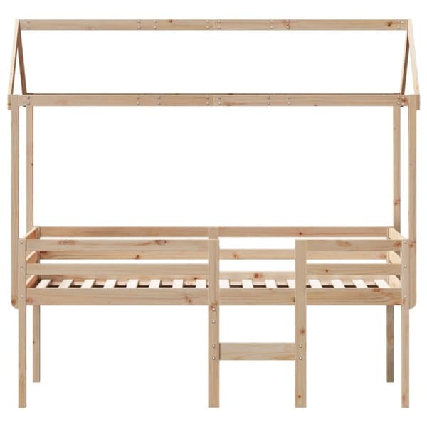 vidaXL højseng med tag 90x190 cm massivt fyrretræ gyldenbrun
