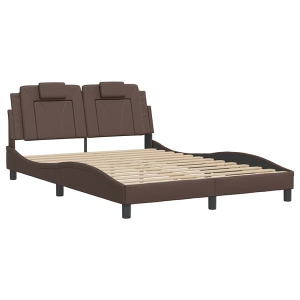 vidaXL sengeramme med sengegavl 140x200 cm kunstlæder brun
