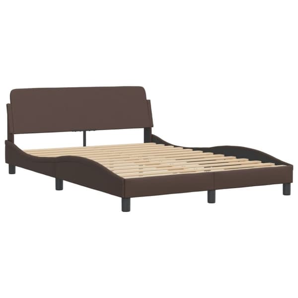 vidaXL sengeramme med sengegavl 140x200 cm kunstlæder brun