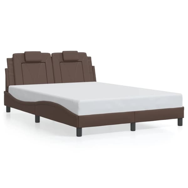 vidaXL sengeramme med sengegavl 140x200 cm kunstlæder brun
