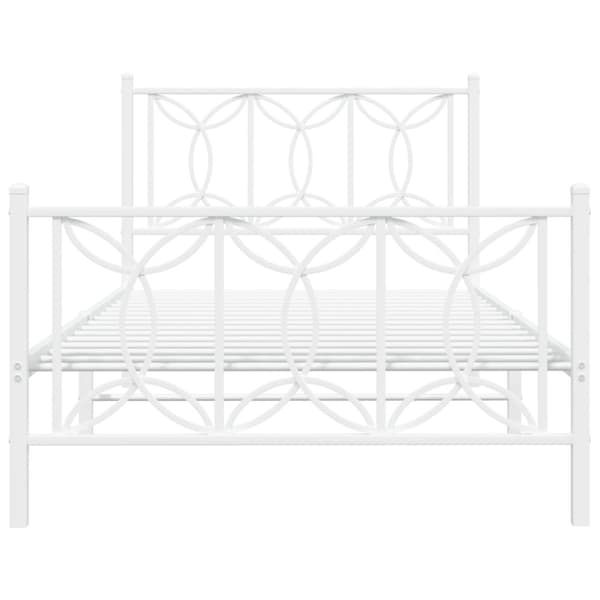 vidaXL Sengeramme i metall med hode- og fotgavl hvit 107x203 cm