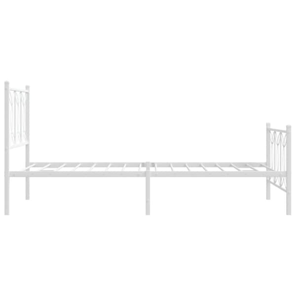 vidaXL Sengeramme i metall med hode- og fotgavl hvit 107x203 cm
