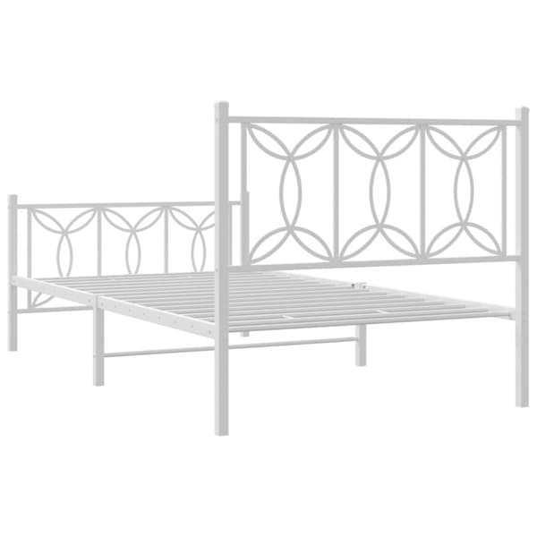 vidaXL Sengeramme i metall med hode- og fotgavl hvit 107x203 cm