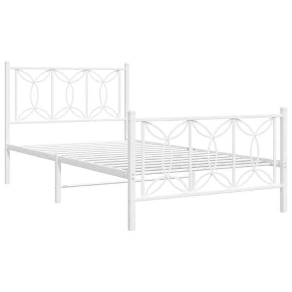 vidaXL Sengeramme i metall med hode- og fotgavl hvit 107x203 cm