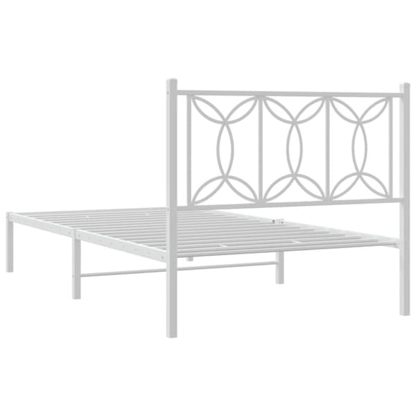 vidaXL Metallinen sängynrunko päädyllä valkoinen 107x203 cm