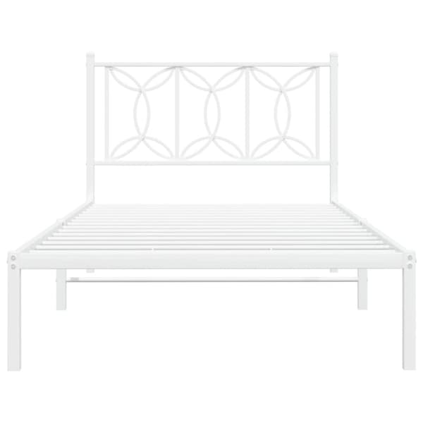 vidaXL sengeramme med sengegavl 100x190 cm metal hvid