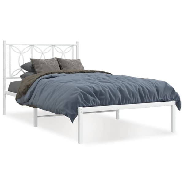 vidaXL sengeramme med sengegavl 100x190 cm metal hvid