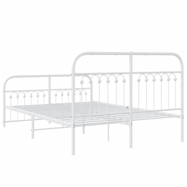 vidaXL Sengeramme i metall med hode- og fotgavl hvit 140x200 cm