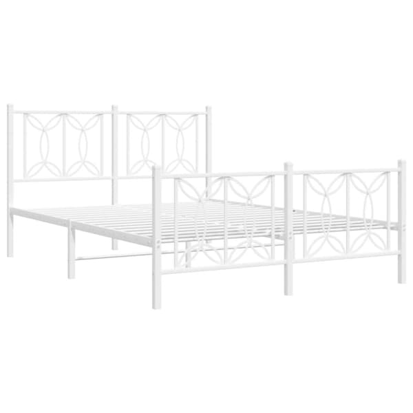 vidaXL Metallinen sängynrunko päädyillä valkoinen 140x190 cm