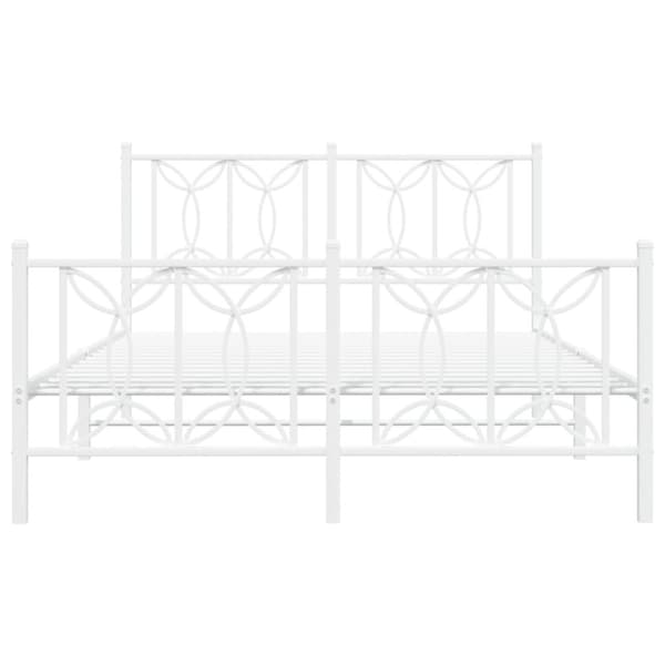 vidaXL Metallinen sängynrunko päädyillä valkoinen 140x190 cm
