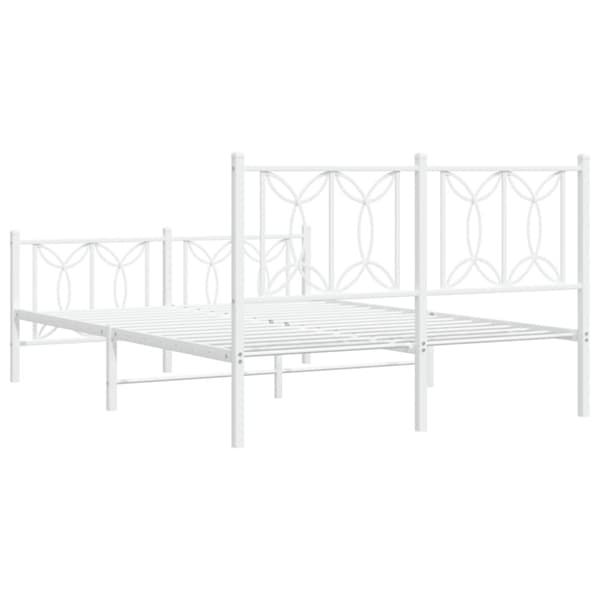vidaXL Metallinen sängynrunko päädyillä valkoinen 140x190 cm