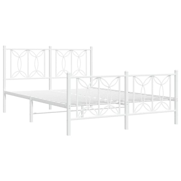 vidaXL Sengeramme i metall med hode- og fotgavl hvit 140x190 cm
