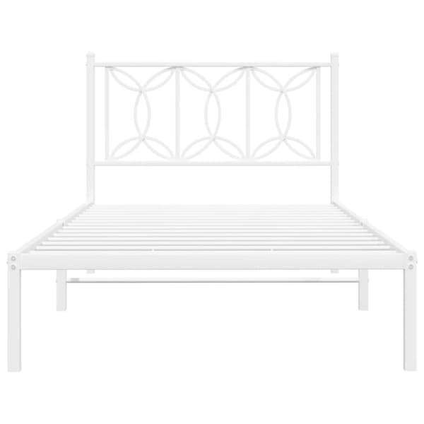 vidaXL Sengeramme i metall med hodegavl hvit 100x200 cm