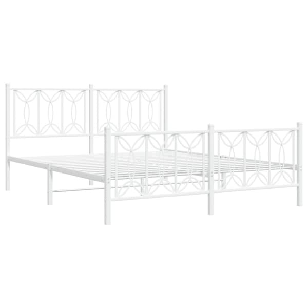vidaXL sengeramme med sengegavl og fodgærde 150x200 cm metal hvid