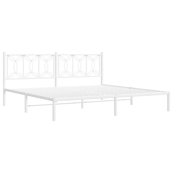 vidaXL sengeramme med sengegavl 193x203 cm metal hvid