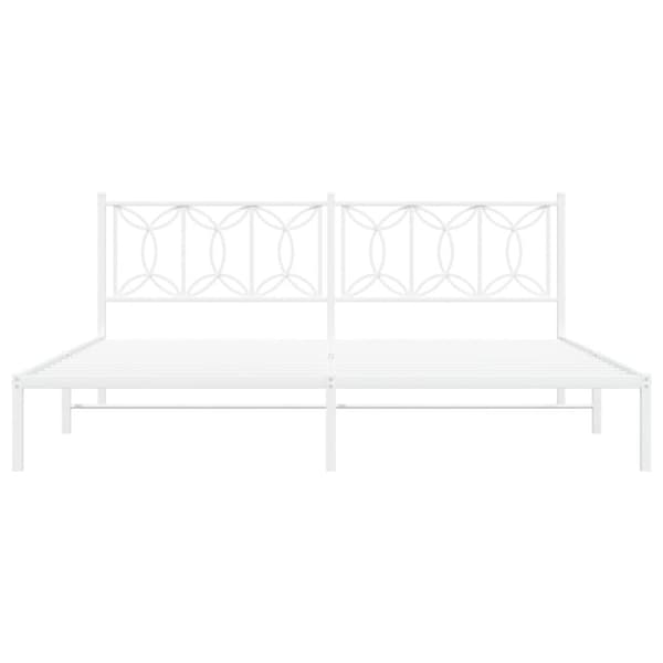 vidaXL sengeramme med sengegavl 193x203 cm metal hvid