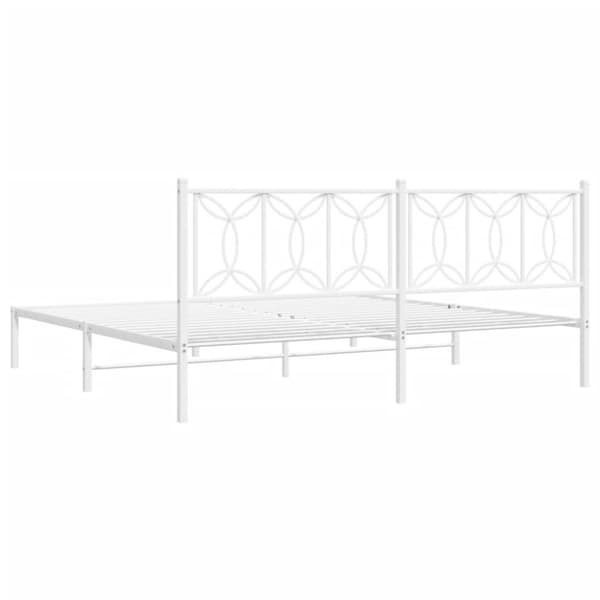 vidaXL sengeramme med sengegavl 193x203 cm metal hvid