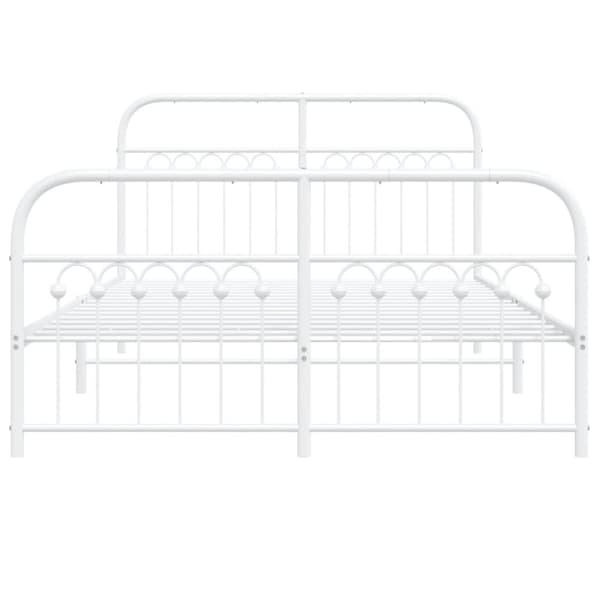 vidaXL Sängram med huvudgavel och fotgavel vit metall 137x190 cm