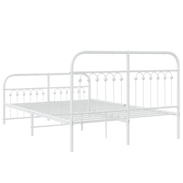 vidaXL Sängram med huvudgavel och fotgavel vit metall 137x190 cm
