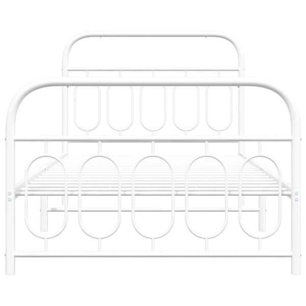 vidaXL sengeramme med sengegavl og fodgærde 100x200 cm metal hvid