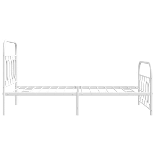 vidaXL sengeramme med sengegavl og fodgærde 100x200 cm metal hvid