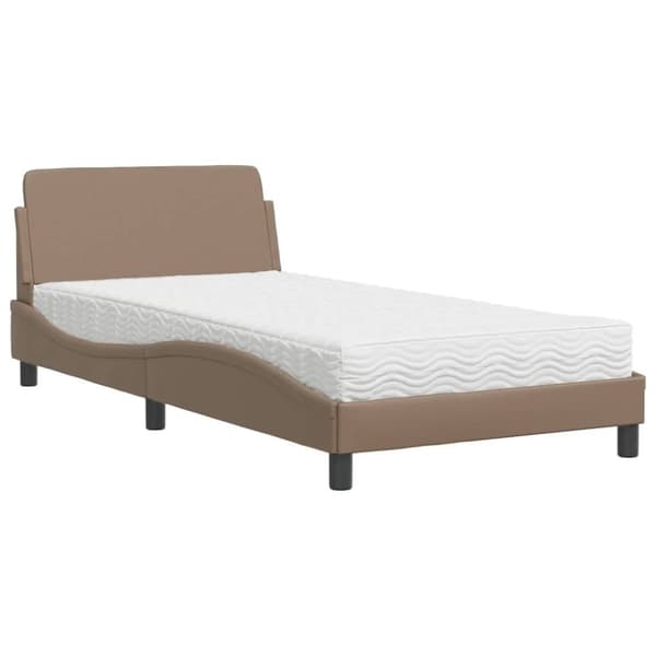vidaXL Säng med madrass cappuccino 100x200 cm konstläder