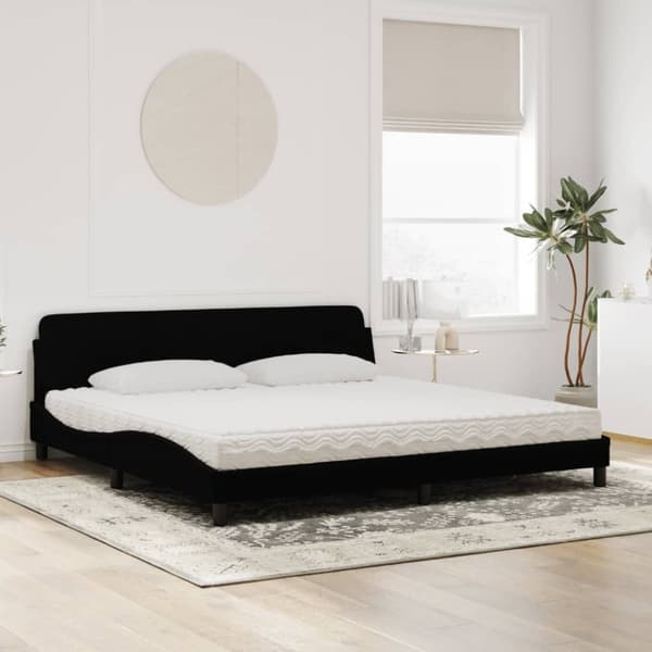 vidaXL seng med madras 200x200 cm velour sort