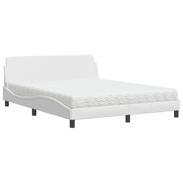 vidaXL seng med madras 160x200 cm kunstlæder hvid