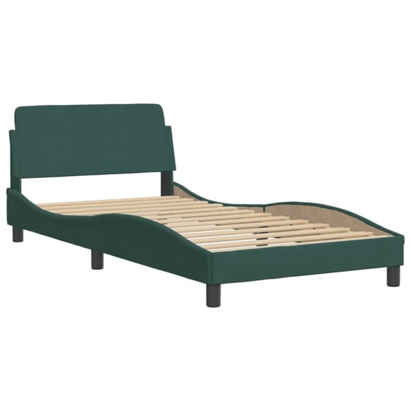 vidaXL Säng med madrass mörkgrön 100x200 cm sammet
