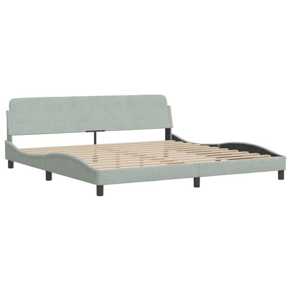 vidaXL seng med madras 200x200 cm velour lysegrå