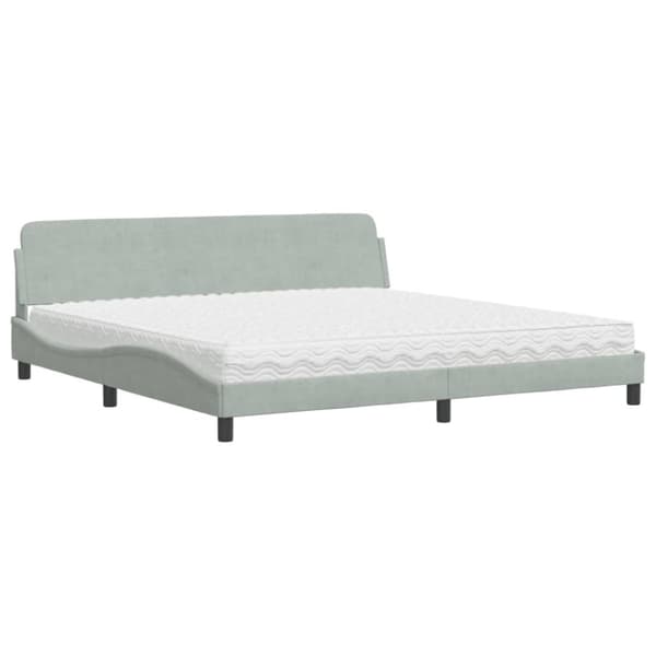 vidaXL seng med madras 200x200 cm velour lysegrå