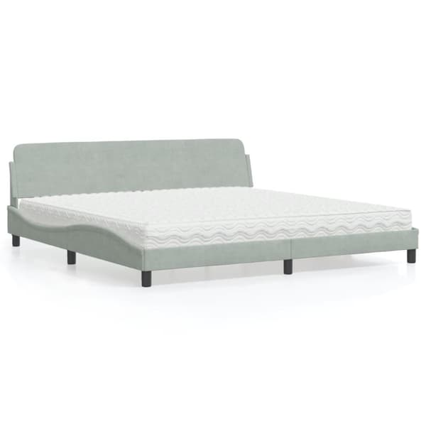 vidaXL seng med madras 200x200 cm velour lysegrå