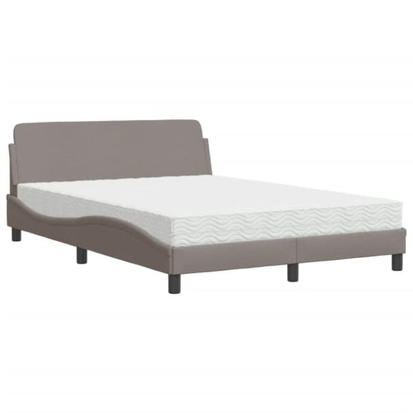 vidaXL Säng med madrass taupe 120x200 cm tyg