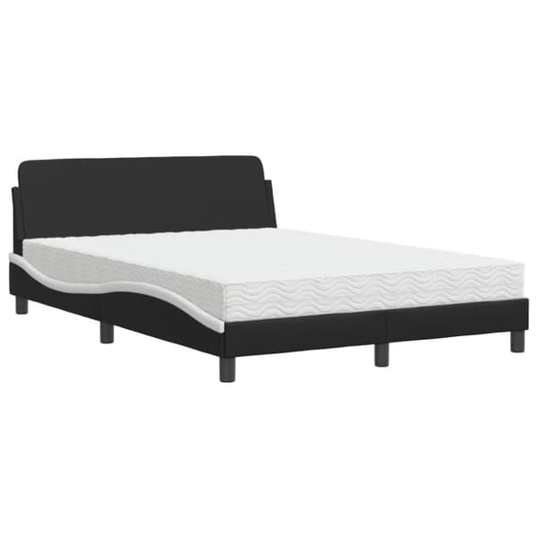 vidaXL seng med madras 120x200 cm kunstlæder sort og hvid