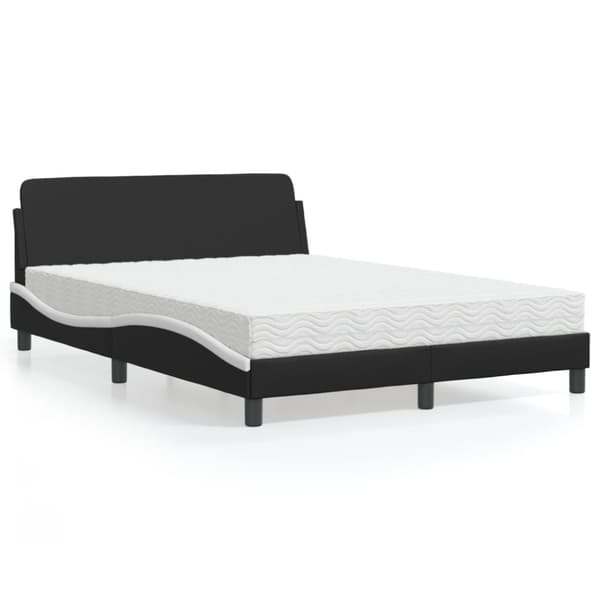 vidaXL seng med madras 120x200 cm kunstlæder sort og hvid