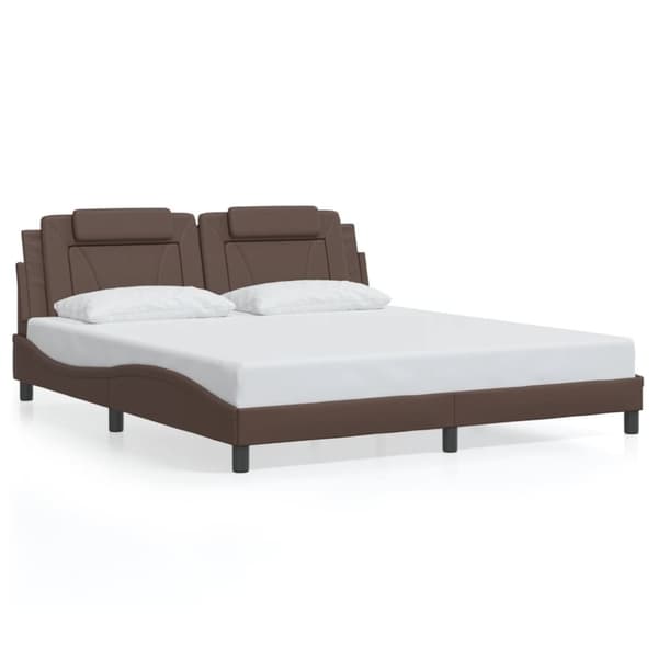 vidaXL sengeramme med LED-lys 100x200 cm kunstlæder brun