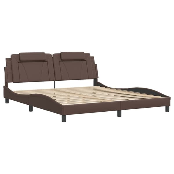 vidaXL sengeramme med LED-lys 100x200 cm kunstlæder brun