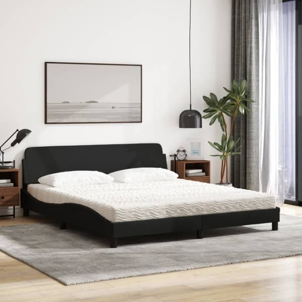vidaXL Seng med madras 180x200 cm stof sort
