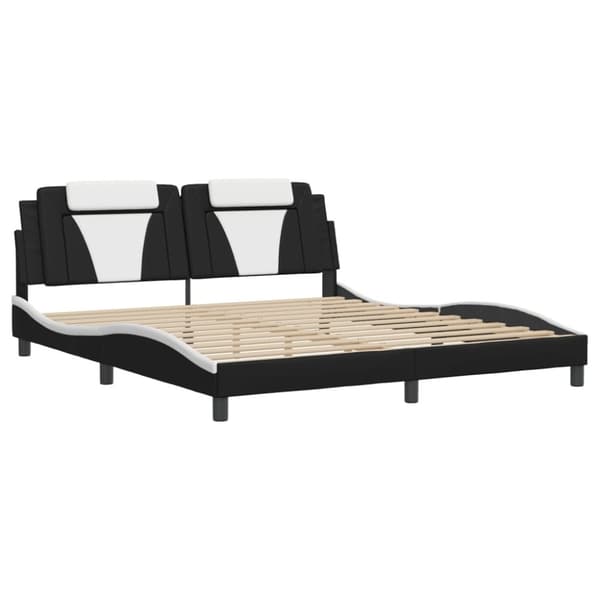 vidaXL sengeramme med sengegavl 180x200 cm kunstlæder sort og hvid