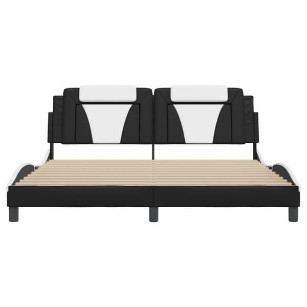 vidaXL sengeramme med sengegavl 180x200 cm kunstlæder sort og hvid