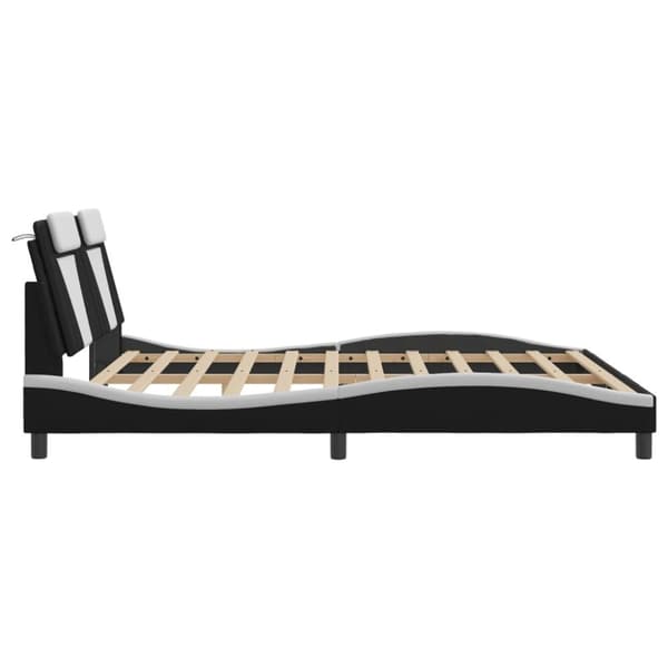 vidaXL sengeramme med sengegavl 180x200 cm kunstlæder sort og hvid