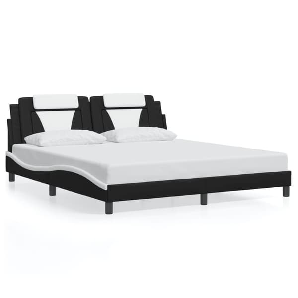 vidaXL sengeramme med sengegavl 180x200 cm kunstlæder sort og hvid