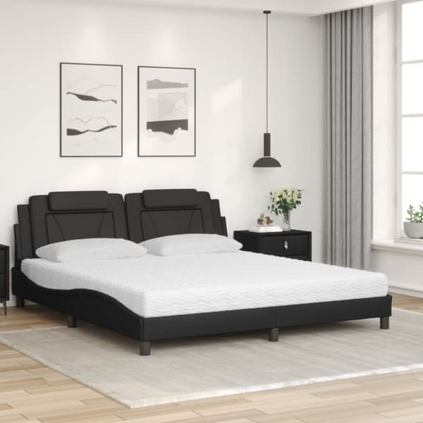 vidaXL Säng med madrass svart 180x200 cm konstläder