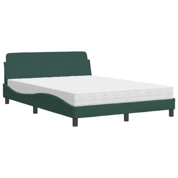 vidaXL seng med madras 140x190 cm velour mørkegrøn