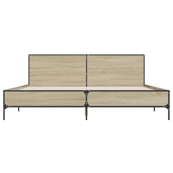vidaXL Sängynrunko Sonoma-tammi 200x200 cm tekninen puu ja metalli